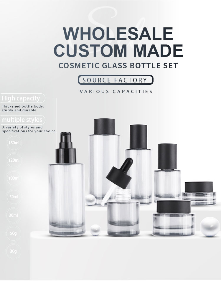 Grey flat shoulder glass bottle sets