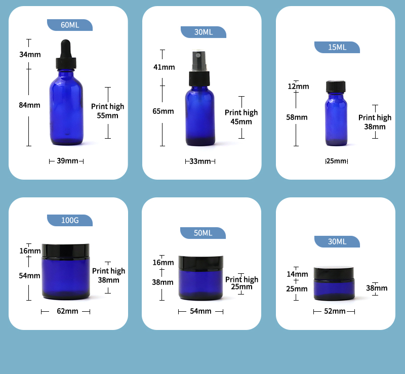 blue serum glass bottle