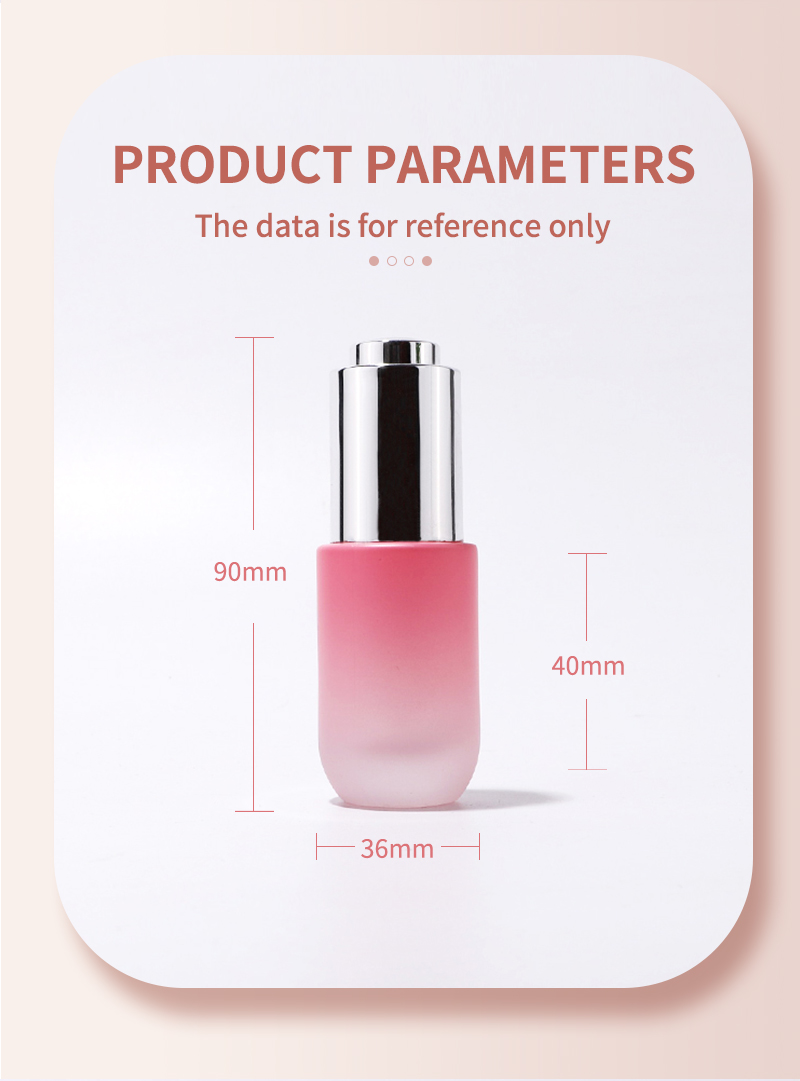 Gradient pink glass dropper bottle 