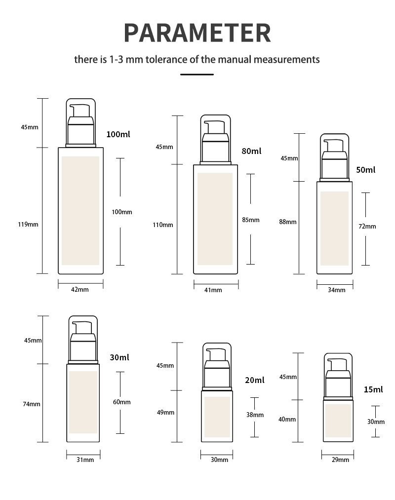 amber glass bottle capacity display diagram