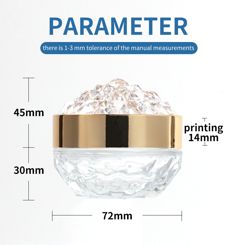 Diamond Pattern glass jar Dimensional detail