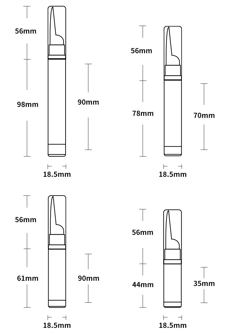 Size chart of eye cream airless bottle