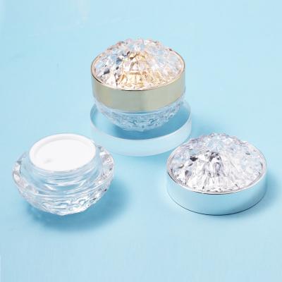 50g Elegant Sparkling Diamond Pattern Cosmetic Cream Glass Jar with Lid