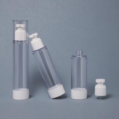 15ml-120ml transparent round airless pump bottle with white lid